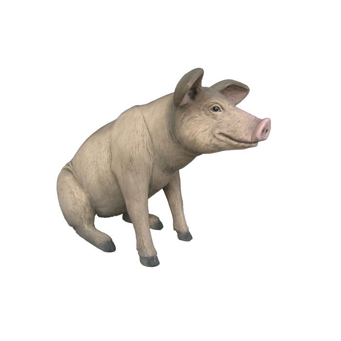 Kleines sitzendes Schwein lebensgroß Dekorationsfigur