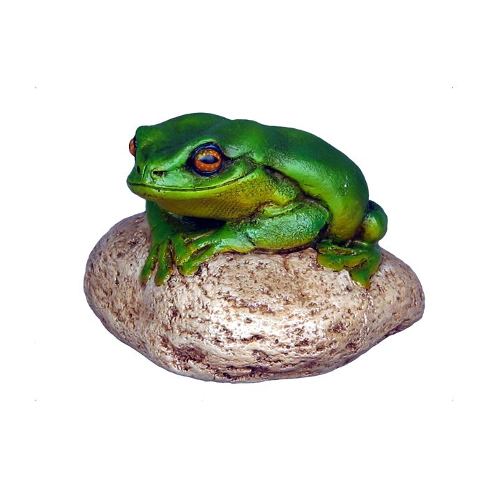 Frosch auf Stein klein lebensgroß Dekorationsfigur