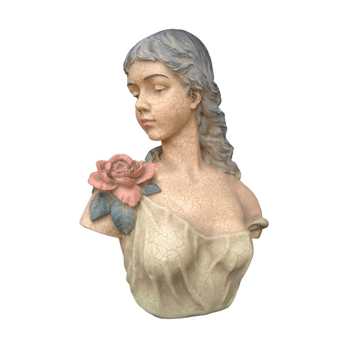 Lady Büste mit Blumen lebensgroß Dekorationsfigur