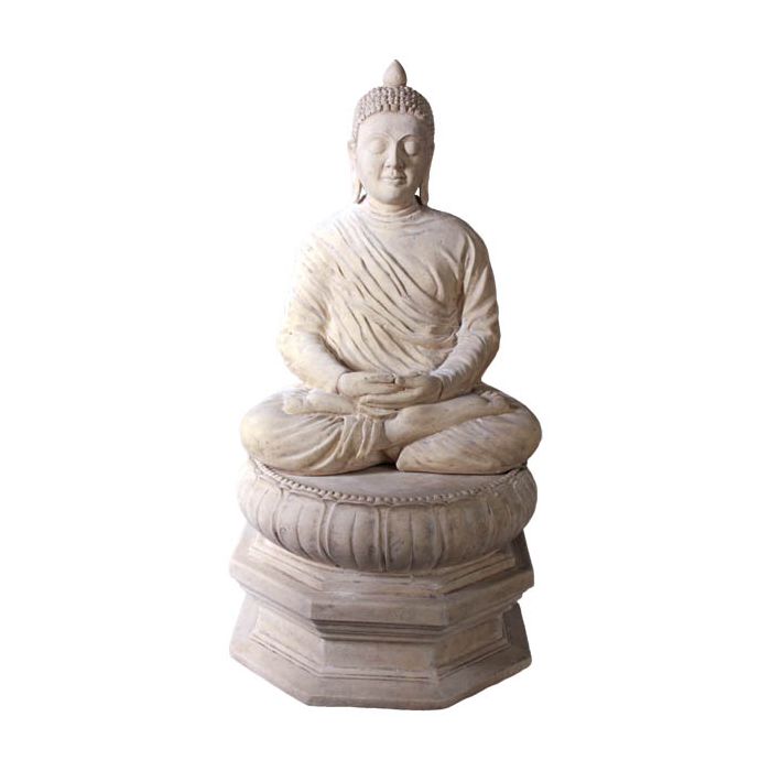 Buddha im Schneidersitz auf Sockel verkleinert Dekorationsfigur