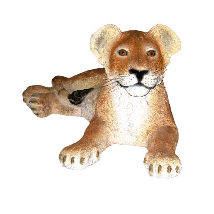 Löwenbaby liegend lebensgroß Dekorationsfigur