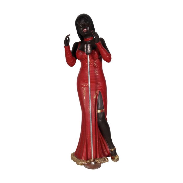 Schwarze Afroamerikanerin als Jazzsänger verkleinert Dekorationsfigur