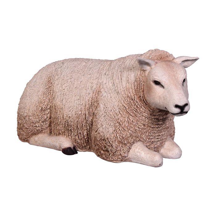 Wollschaf liegend lebensgroß Dekorationsfigur