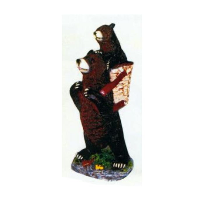Bär mit Bärenkind im Korb verkleinert Dekorationsfigur