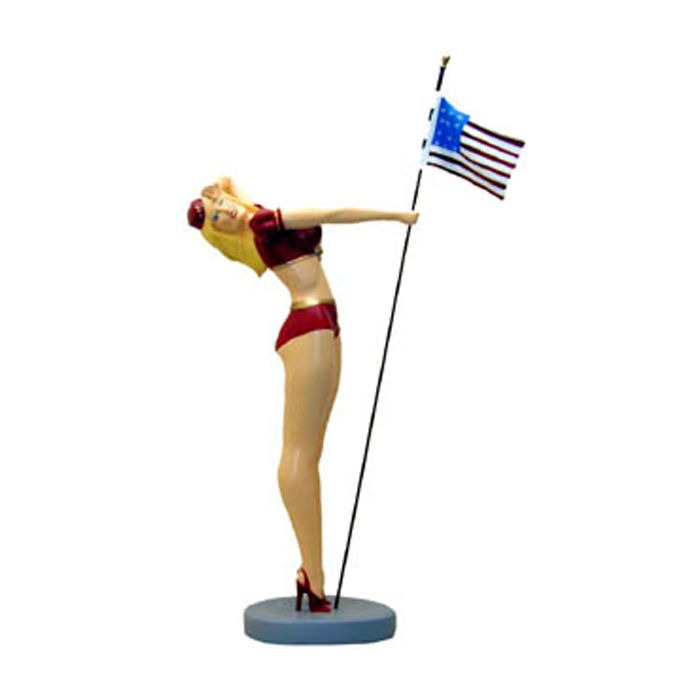 Lady mit Amerika-Fahne verkleinert Dekorationsfigur