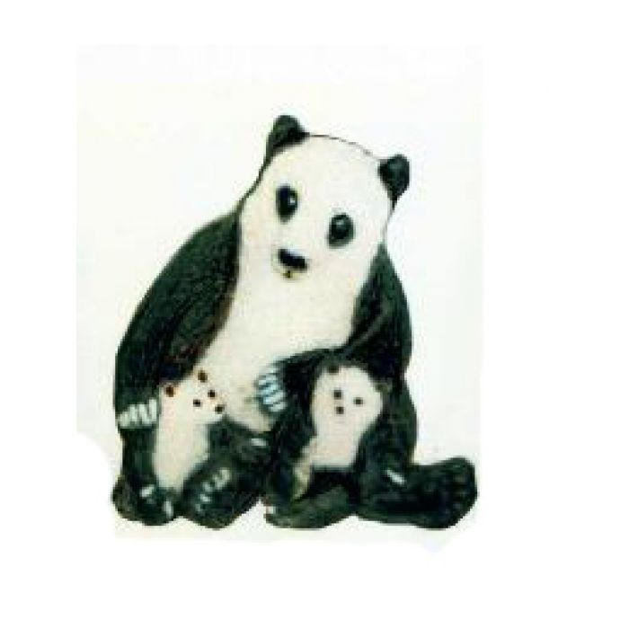 Pandabär sitzend mit zwei Kindern verkleinert Dekorationsfigur
