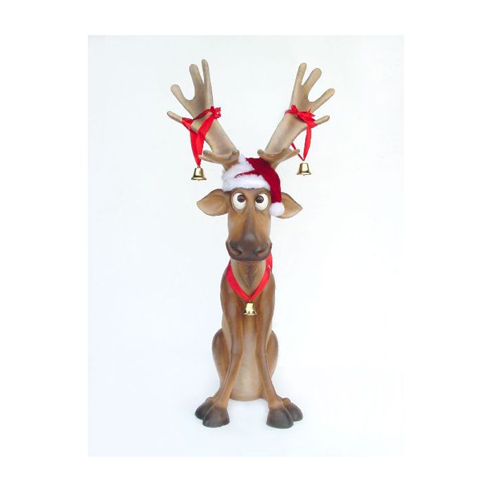 Rentier sitzend lustig weihnachtlich lebensgroß Dekorationsfigur