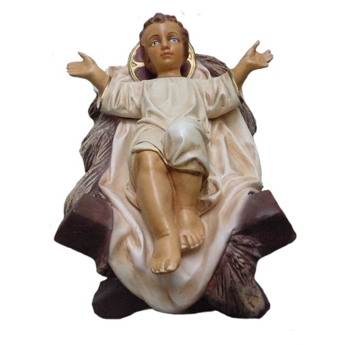 Jesuskind liegend in Krippe verkleinert Dekorationsfigur