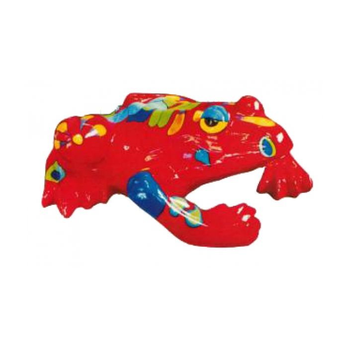 roter Frosch mit bunter Bemalung groß verkleinert Dekorationsfigur