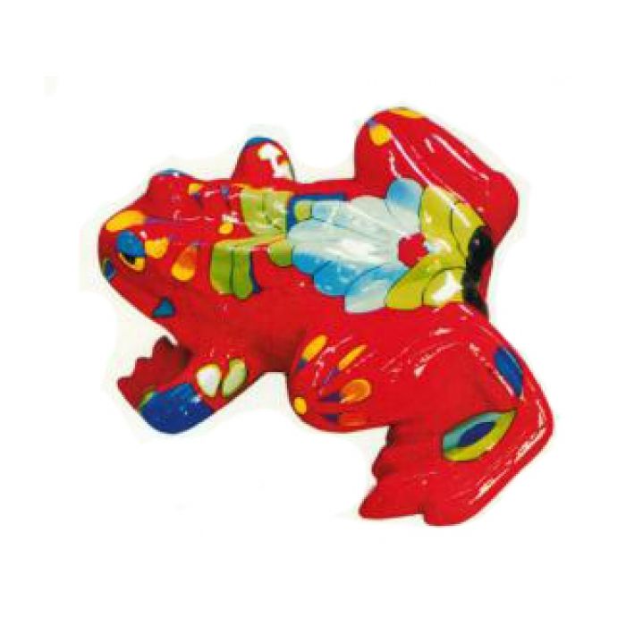 roter Frosch mit bunter Bemalung groß verkleinert Dekorationsfigur