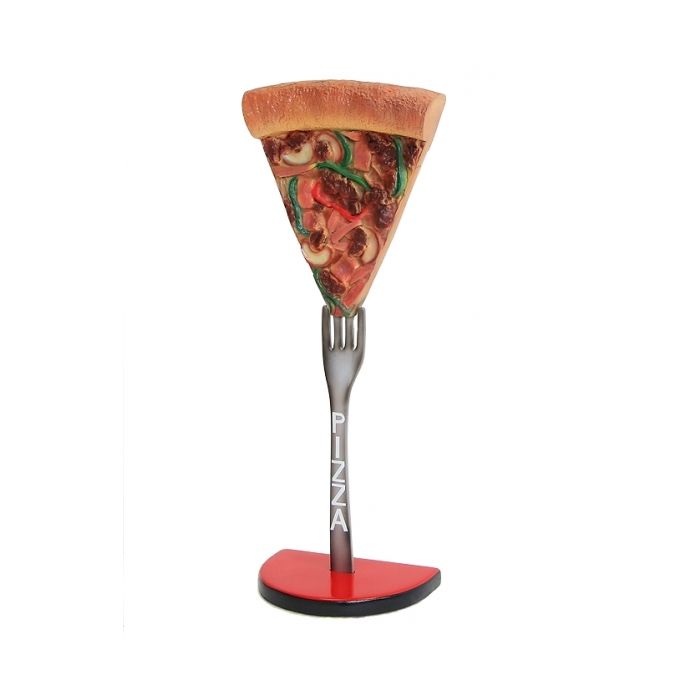 Pizzastück auf Gabel vergrößert Dekorationsfigur