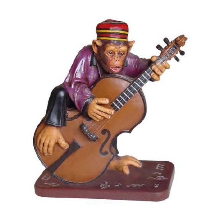 Affe am Bass lebensgroß Dekorationsfigur