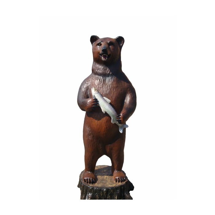 Braunbär mit Fisch lebensgroß Dekorationsfigur