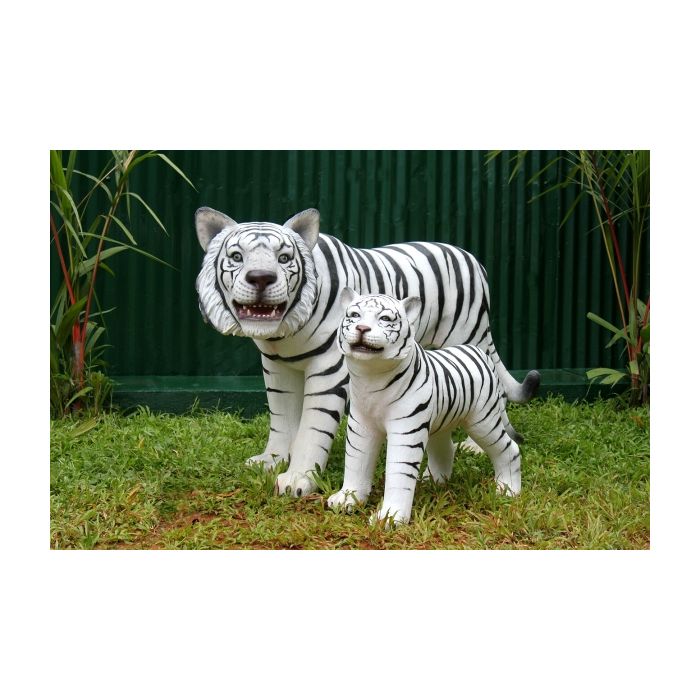 Weißer Tiger mit Baby lebensgroß Deko- & Werbefigur