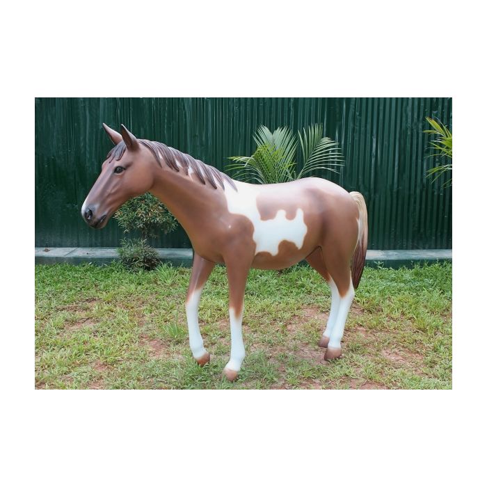 Pony hellbraun weiß lebensgroß Deko- & Werbefigur