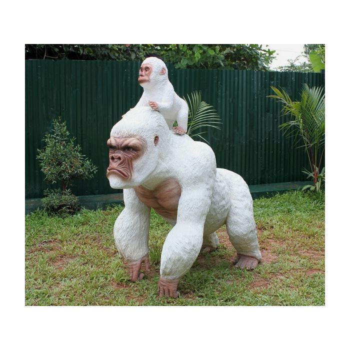 Weißer Gorilla mit Baby 2 lebensgroß Deko- & Werbefigur