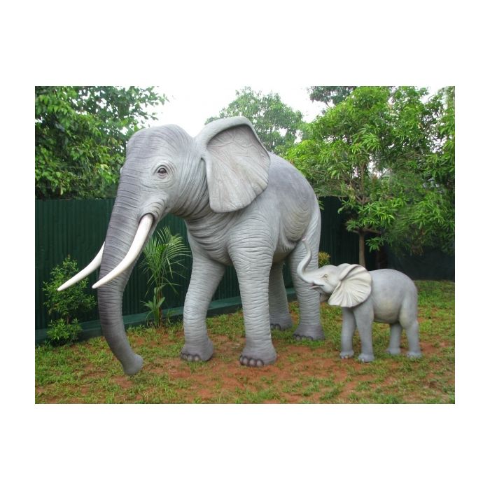 Elefant mit Baby lebensgroß Deko- & Werbefigur