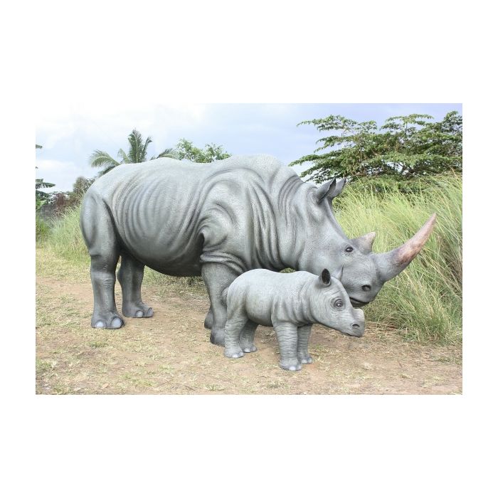 Nashorn mit Baby lebensgroß Deko- & Werbefigur