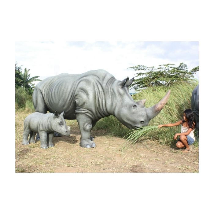 Nashorn mit Baby lebensgroß Deko- & Werbefigur