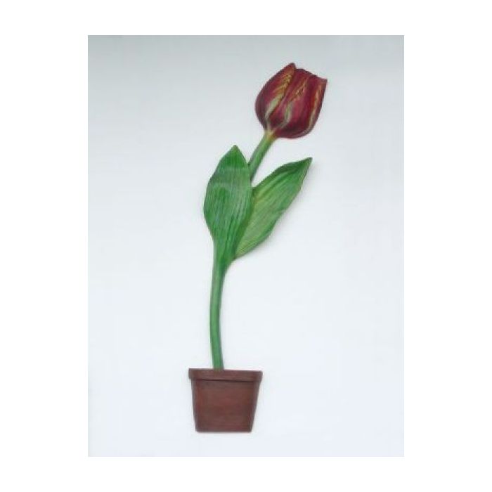 Halbe Tulpe mit dunkelroter Blüte übergroß XXL Dekorationsfigur
