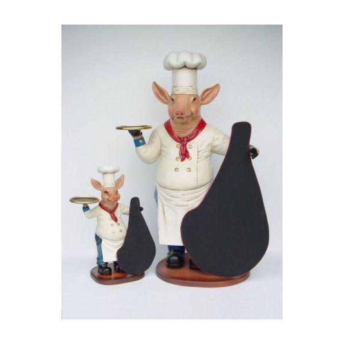 Kochschwein klein mit Tafel verkleinert Deko- & Werbefigur