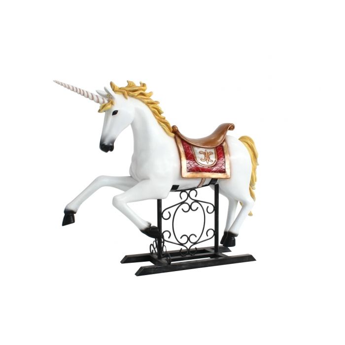 Karussell Einhorn mit Sattel verkleinert Deko- & Werbefigur