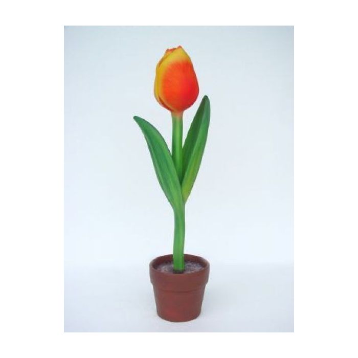 Tulpe mit rot-gelber Blüte klein vergrößert Dekorationsfigur