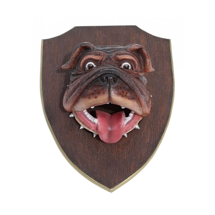 Bulldogkopf auf Holz lebensgroß Dekoköpfe & Büsten