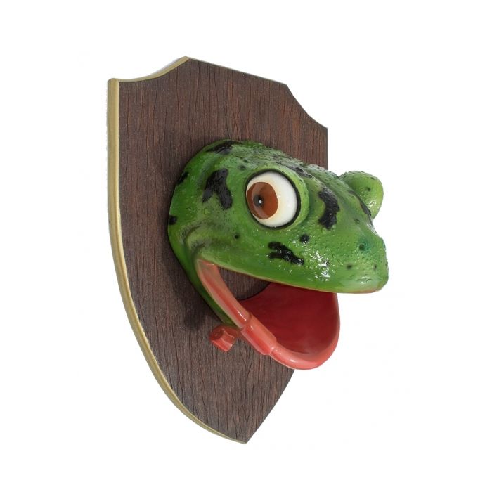 Froschkopf auf Holz lebensgroß Dekoköpfe & Büsten