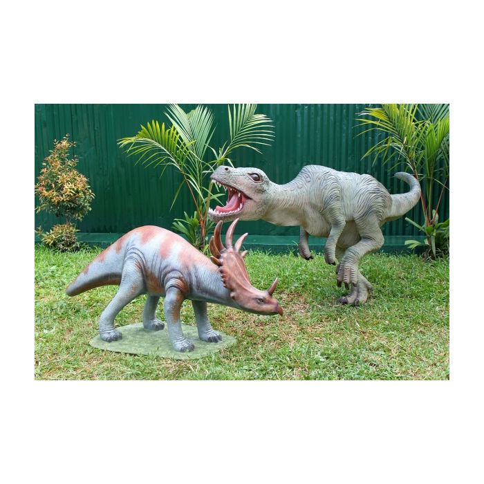 Dinosaurier Triceratops und Tyrannosaurus klein lebensgroß Deko- & Werbefigur