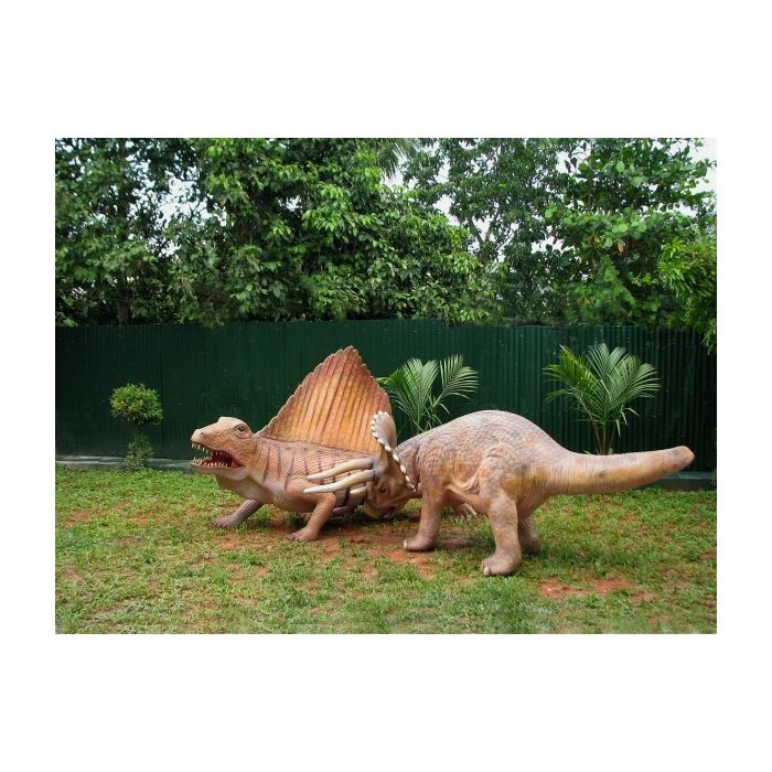 Dinosaurier Dimetrodon und Triceratops klein lebensgroß Deko- & Werbefigur