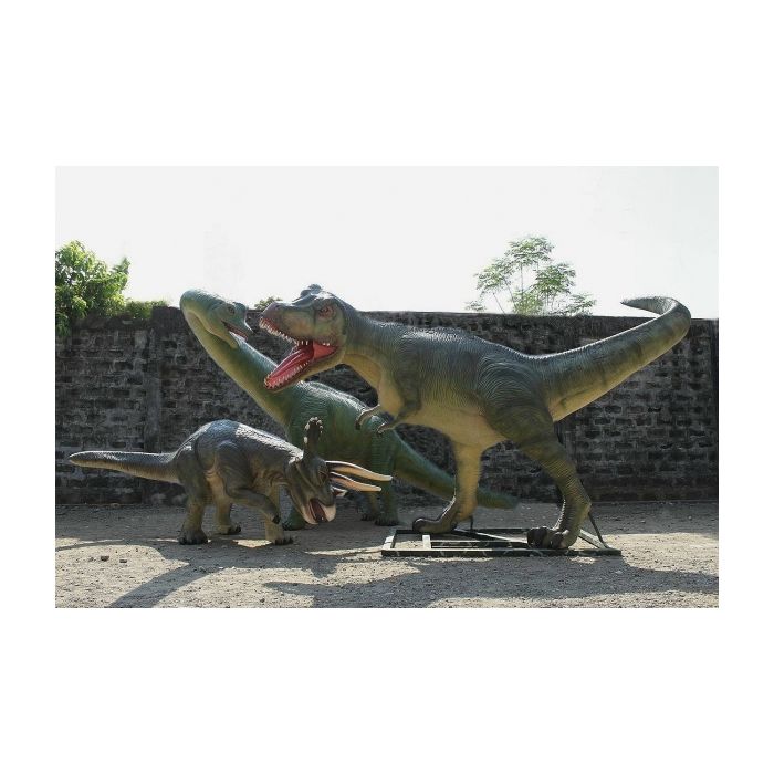 Dinosaurier Brachiosaurus mit Tyrannosaurus und Triceratops lebensgroß Deko- & Werbefigur