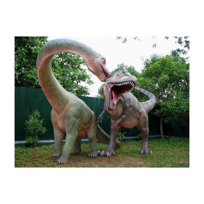 Dinosaurier Brachiosaurus und Tyrannosaurus lebensgroß Deko- & Werbefigur