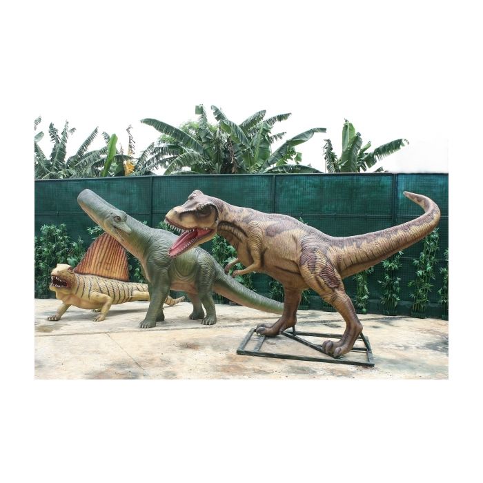 Dinosaurier Tyrannosaurus, Brachiosaurus und Dimetrodon lebensgroß Deko- & Werbefigur