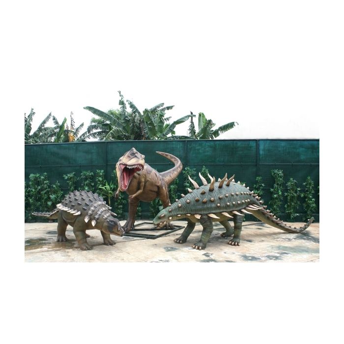 Dinosaurier Tyrannosaurus, Edmontonia und Gastonia lebensgroß Deko- & Werbefigur