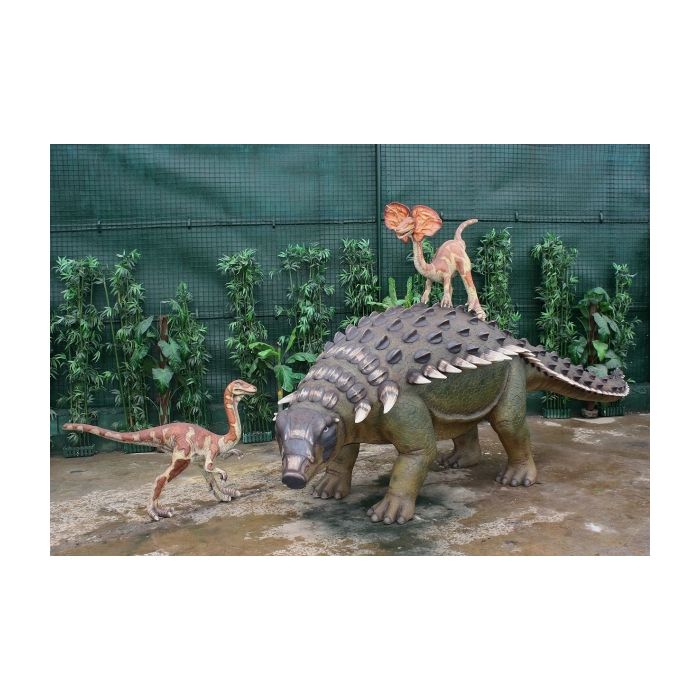 Dinosaurier Edmontonia mit Raptors lebensgroß Deko- & Werbefigur