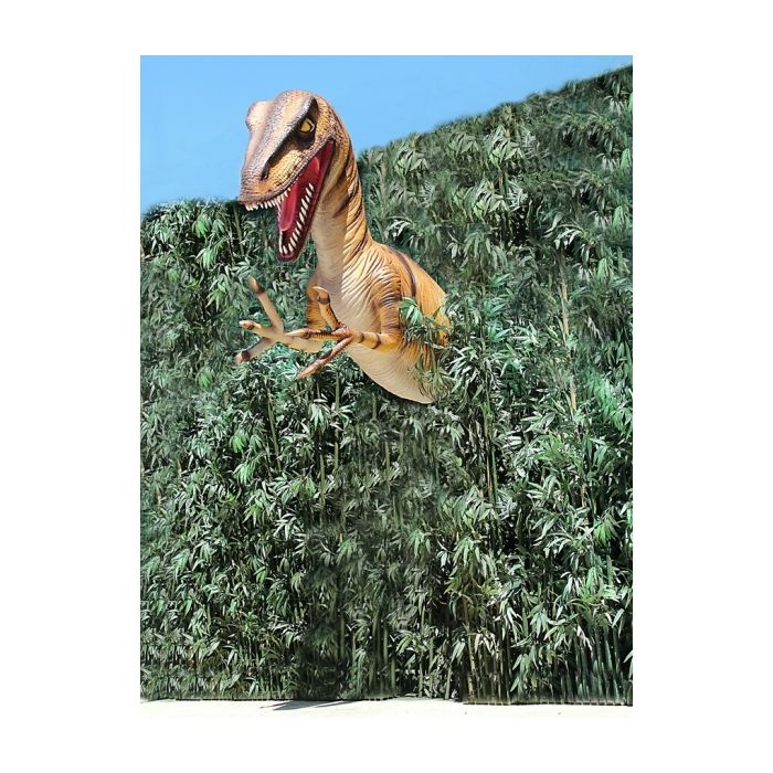 Dinosaurier Velociraptor hinter Bäumen Oberkörper lebensgroß Deko- & Werbefigur
