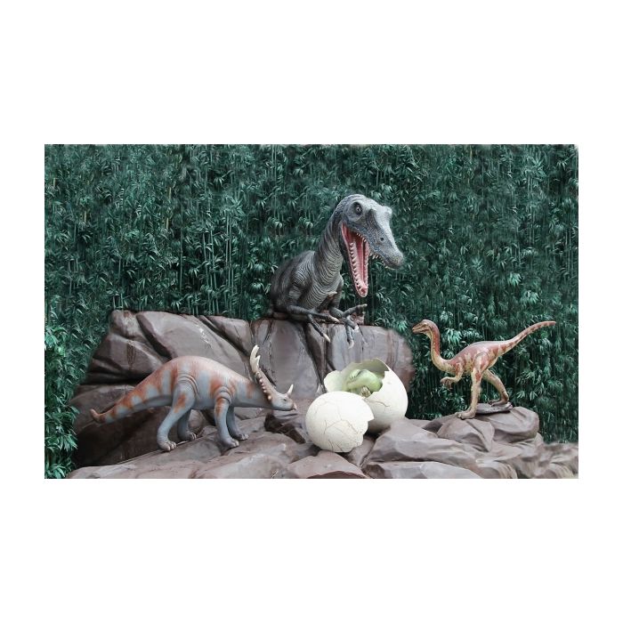 Dinosaurier Spinosaurus hinter Bäumen Oberkörper lebensgroß Deko- & Werbefigur