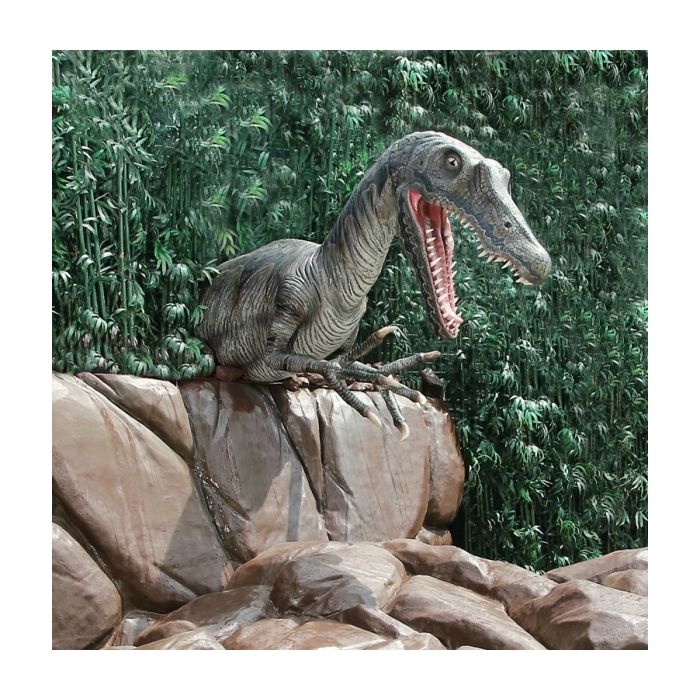 Dinosaurier Spinosaurus hinter Bäumen Oberkörper lebensgroß Deko- & Werbefigur