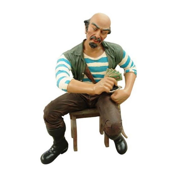 Pirat Pedro auf Stuhl lebensgroß Deko- & Werbefigur