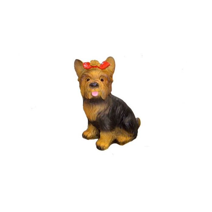 Yorkshire Terrier mit Schleifchen lebensgroß Dekorationsfigur