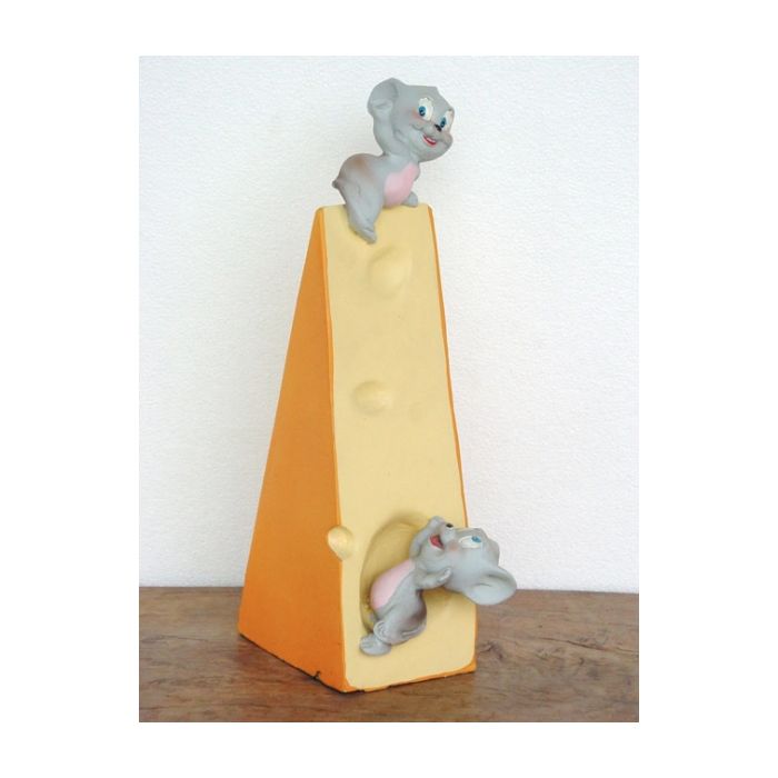 Käse mit 2 Mäusen lebensgroß Dekorationsfigur