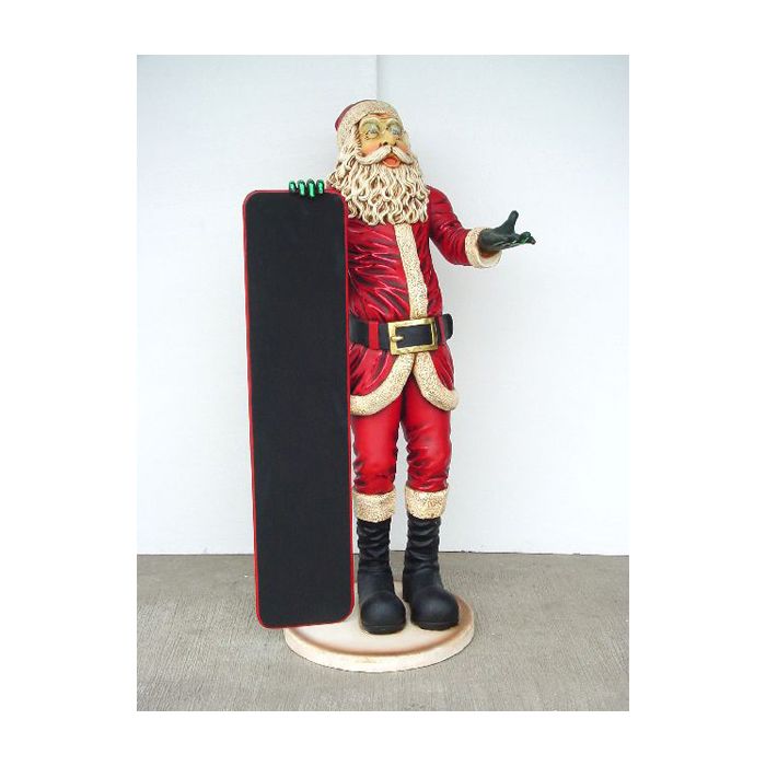 Weihnachtsmann mit Tafel lebensgroß Dekorationsfigur