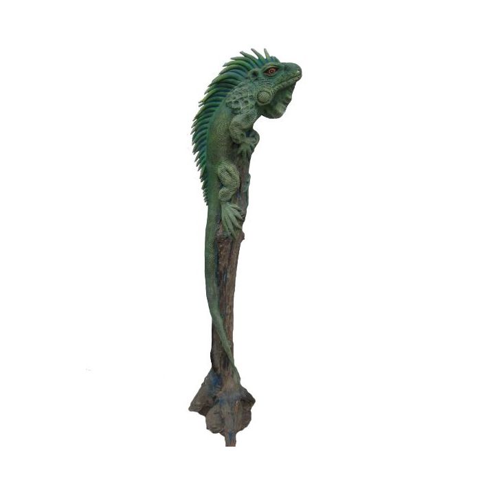 Leguan Drache auf Baumstamm lebensgroß Dekorationsfigur