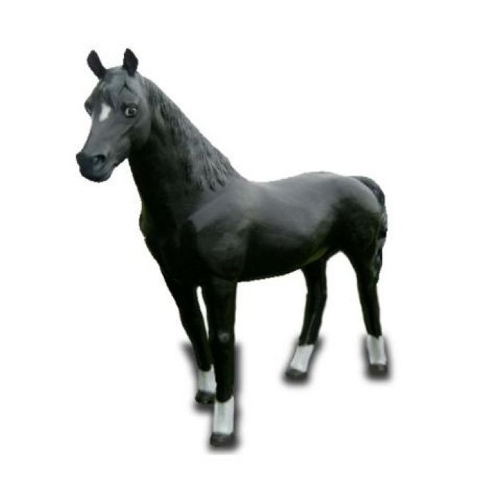 Schwarzes Pferd lebensgroß Deko- & Werbefigur