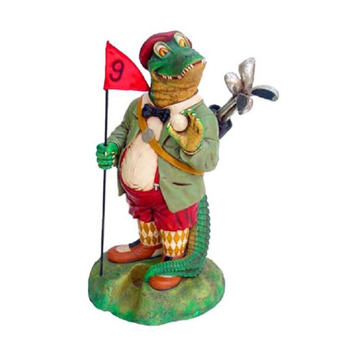 Krokodil als Golfcaddy verkleinert Dekorationsfigur