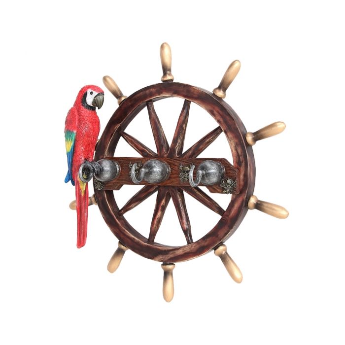 Schiffssteuer Garderobe mit Papagei lebensgroß Garderobe