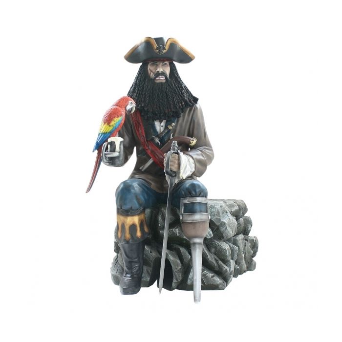 Pirat Blackbeard mit Papagei lebensgroß Minigolf