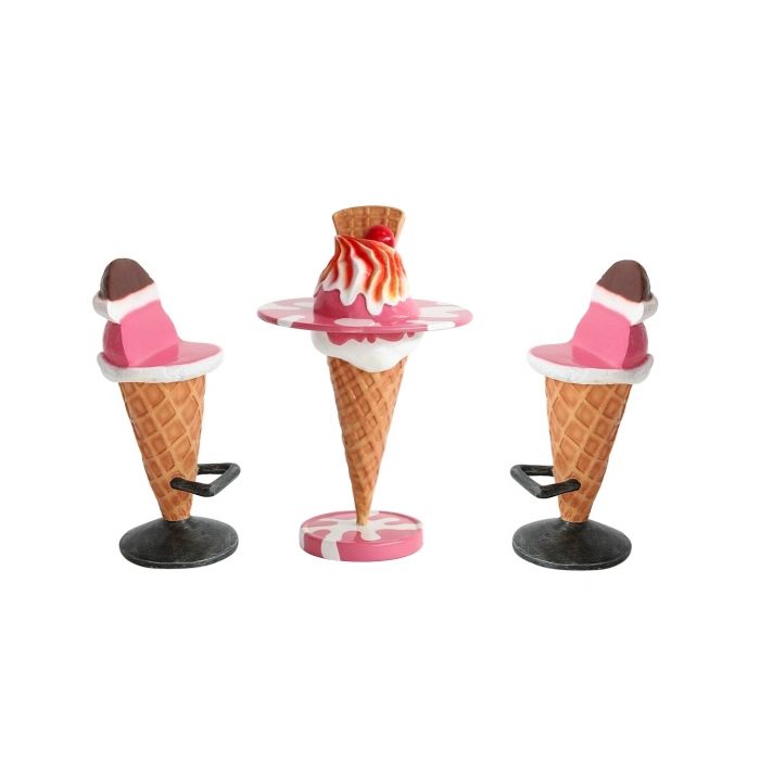 Eistisch Rosa mit Waffel und Eissitze vergrößert Sitzmöglichkeit, Tisch