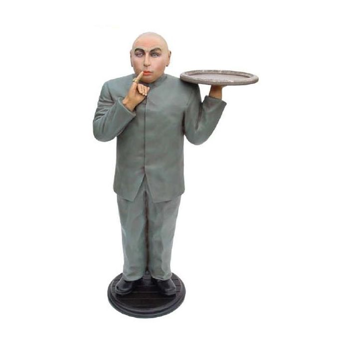großes Dr. Evil Double mit Tablett lebensgroß Dekorationsfigur